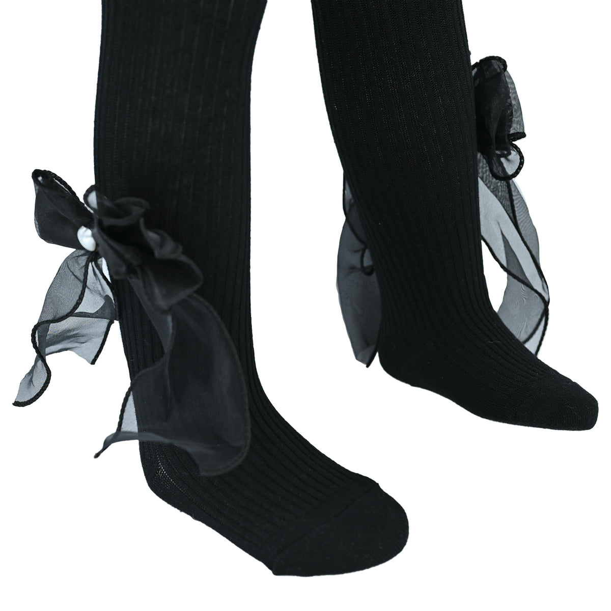Heart Pearl Ribbon Tights