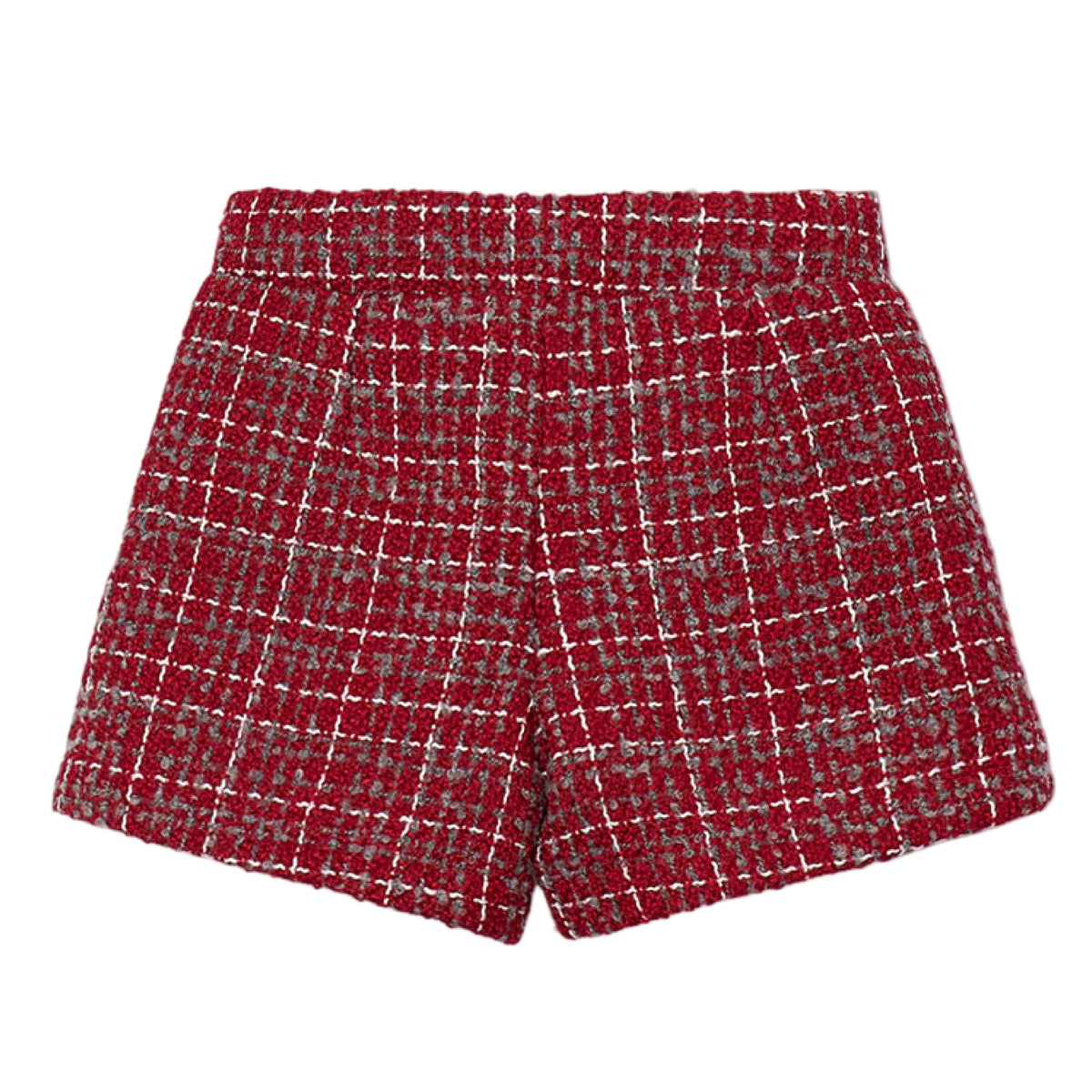 Red Tweed Button Shorts