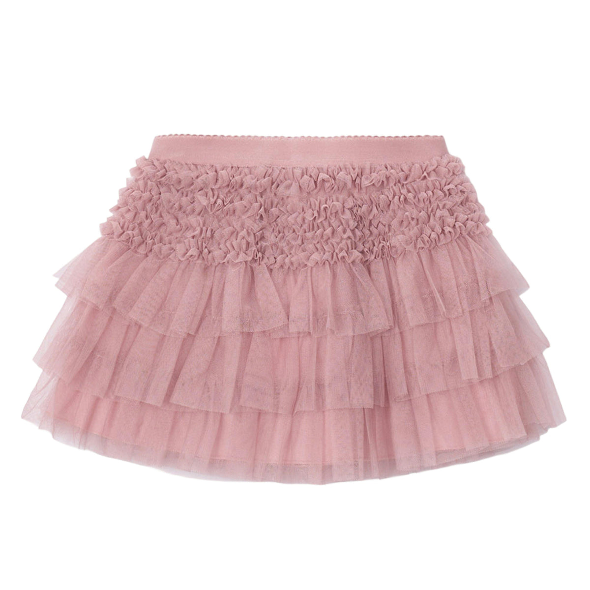 Pink Layered Tulle Ruffle Skirt