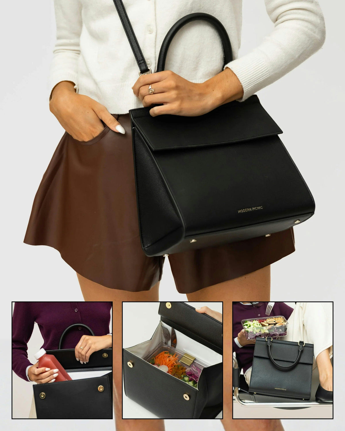 Medium Stylish, Chic Insulated Lunchbox, Black