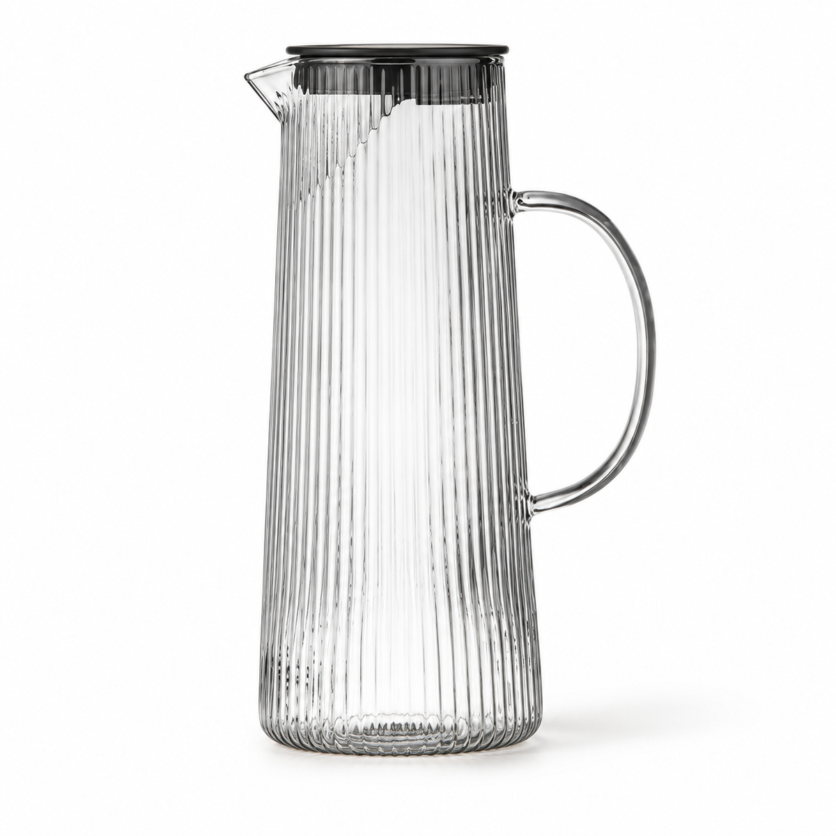 Ribbed Design Glass Pitcher Lemonade Handcrafted