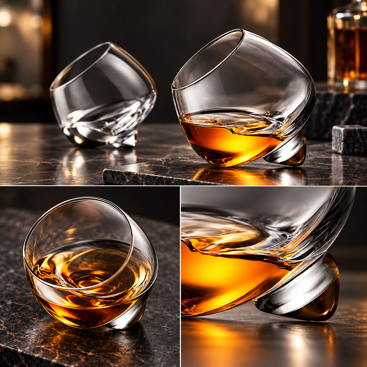 Rotating Whiskey Glass Ergonomic Non Toxic Unique Design