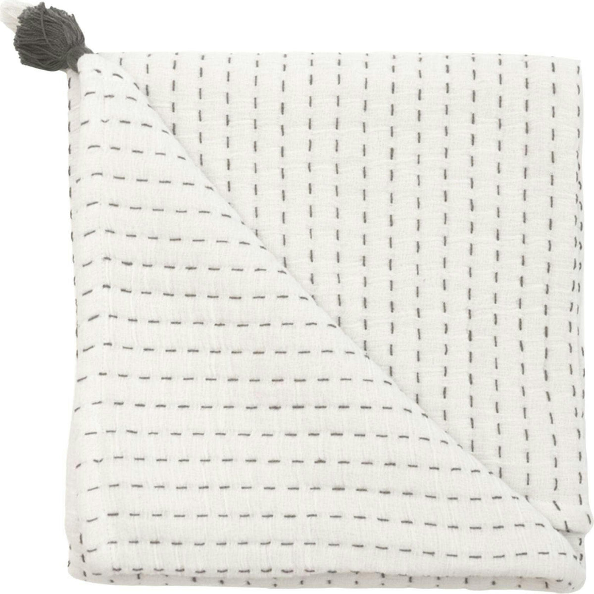 White and Black Stitched Stripe Blanket