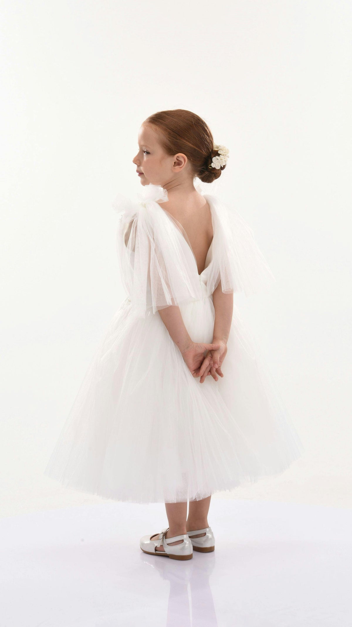 White Aspen Tulle Bow Dress