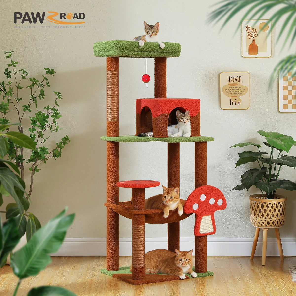 Multi-Level Cat Tree with Scratching Posts Removable Scratcher