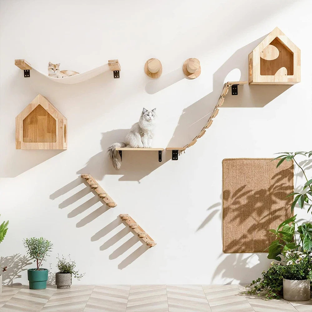 Cat Wall Climbing Shelf Steps Ladder Scratching Post Scratcher