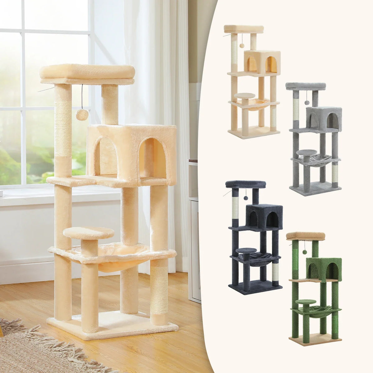 Multi-Level Cat Tree Tower with Scratching Posts, Condo
