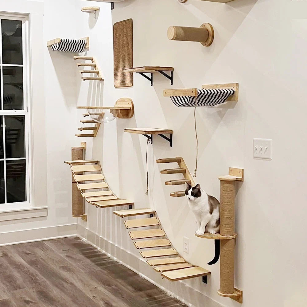 Cat Wall Climbing Shelf Steps Ladder Scratching Post Scratcher
