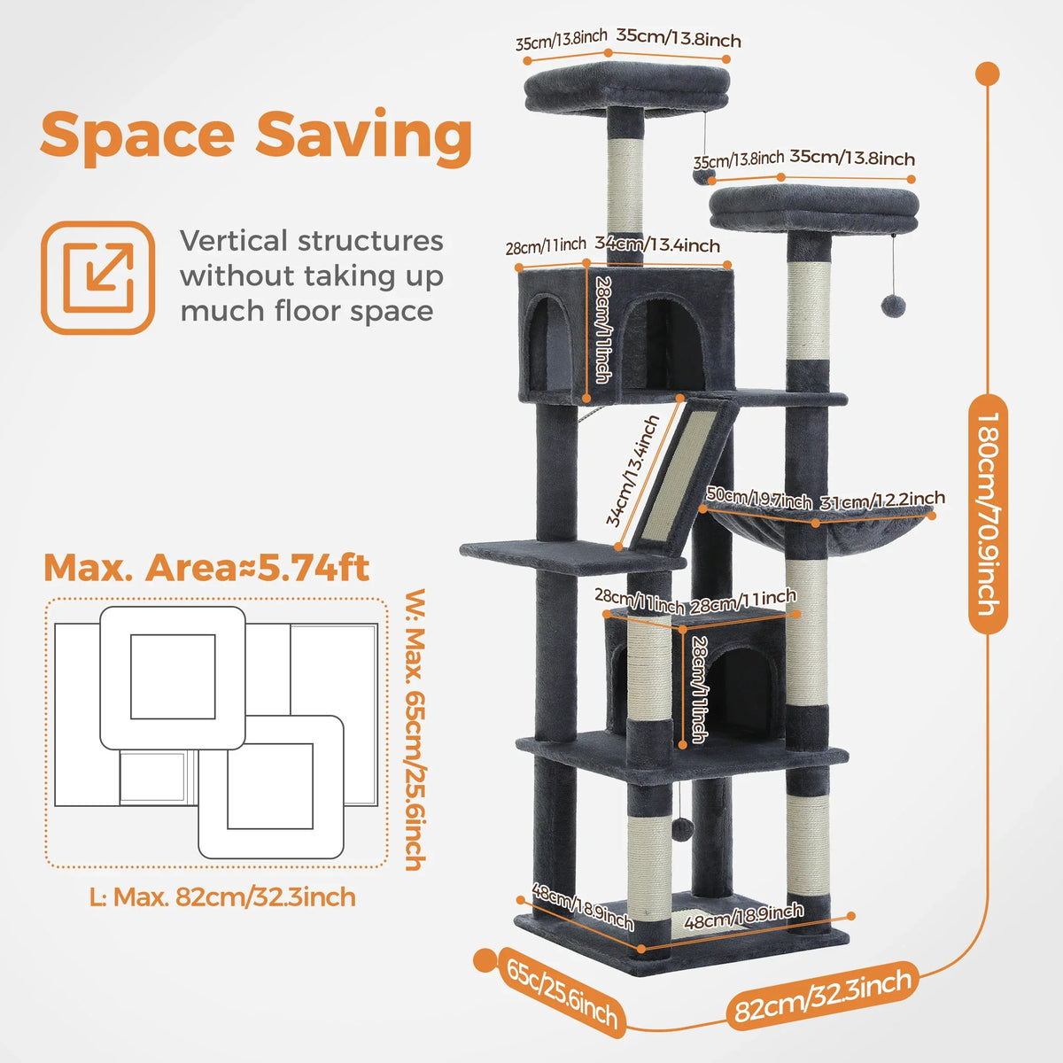 Multi-Level Cat Tree Tower with Scratching Posts, Condo