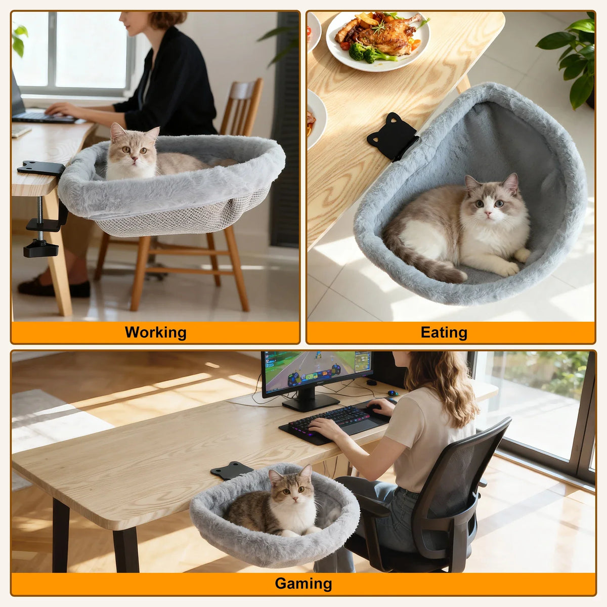 Desk Nest – Clamp-On Cat Desk Bed
