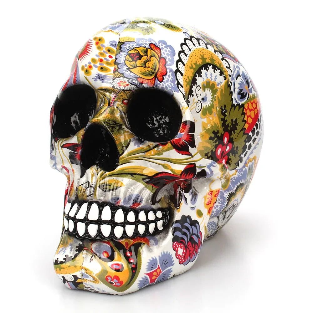 Decorative Halloween Skull with Mexican Floral Pattern