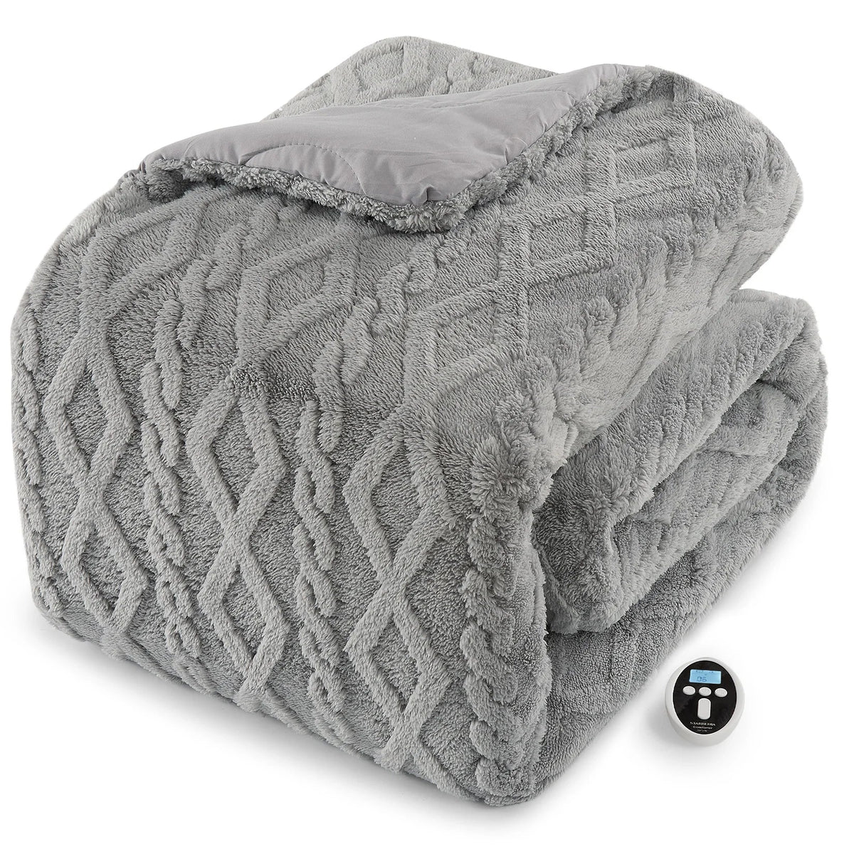 Heated Comforter Queen 90 x 90 in, Dual-Zone Electric Quilt with Wireless LCD Controller & 6 Heat Levels