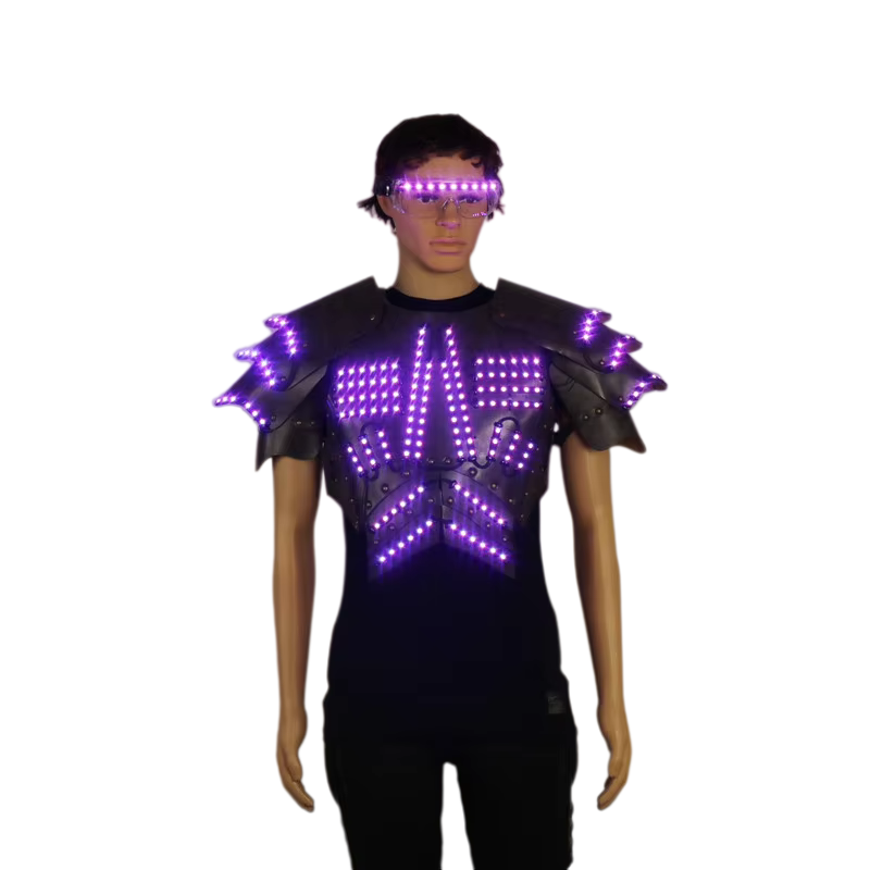 LED Armor Costume with Fluorescent Glasses