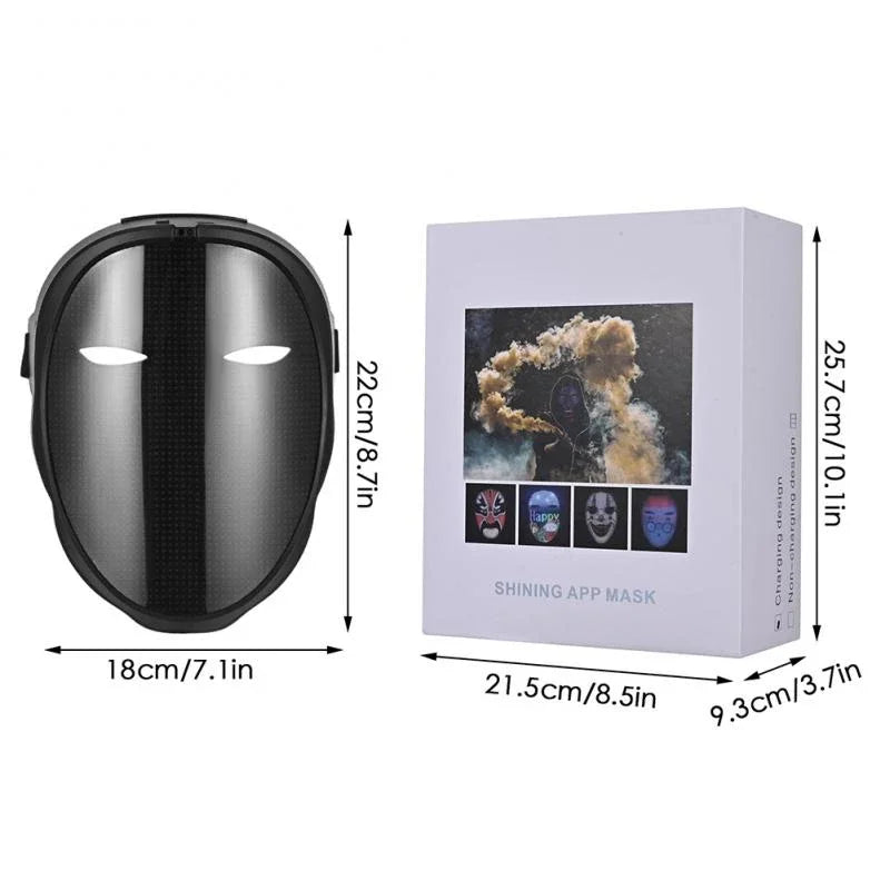 LED Face Mask with App Control - Programmable Light-Up Display Mask for Parties