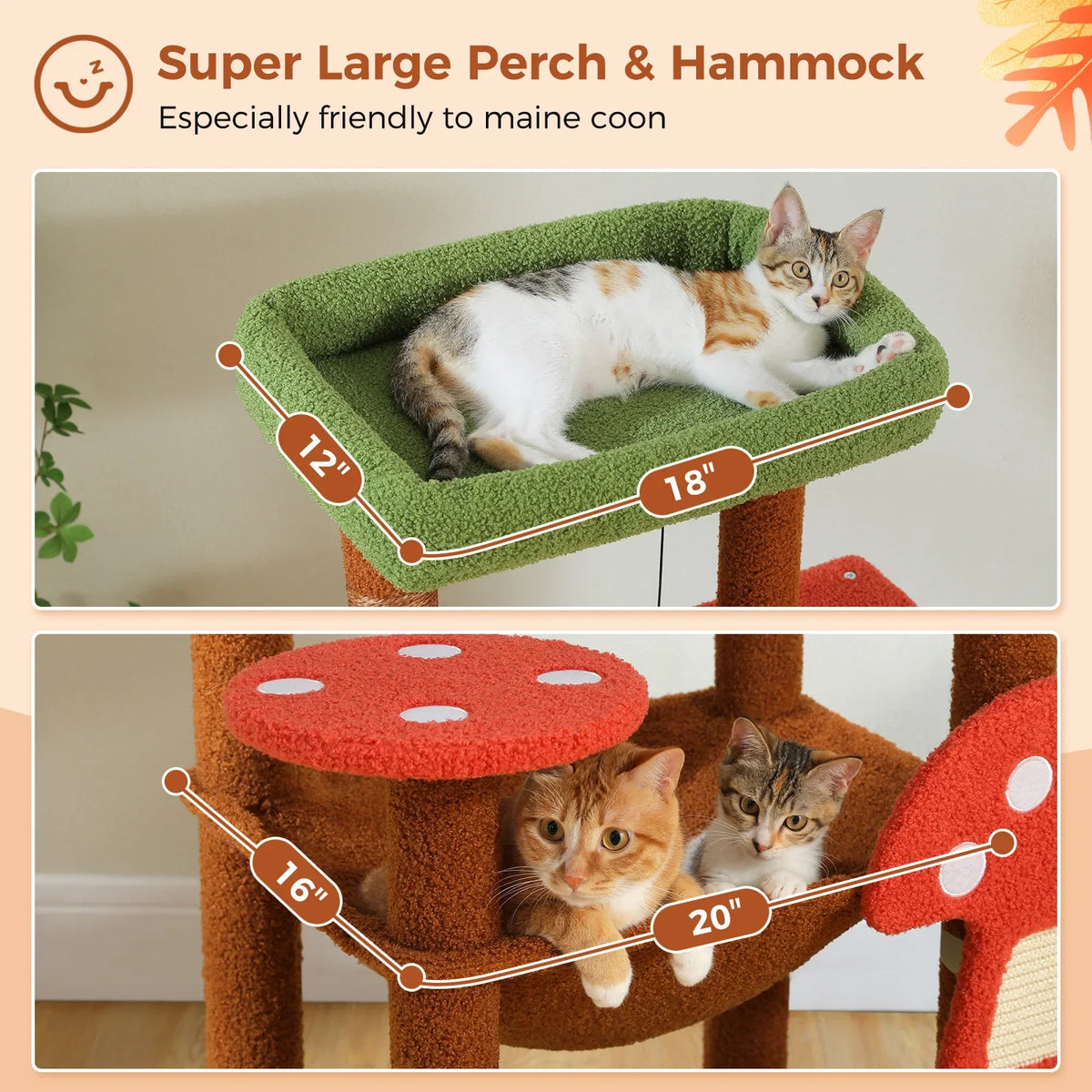 Multi-Level Cat Tree with Scratching Posts Removable Scratcher