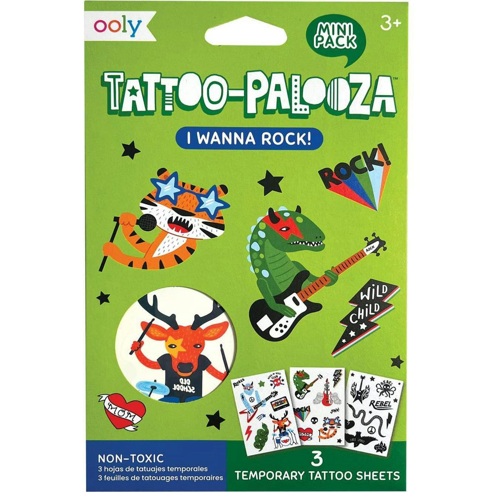 Tattoo Palooza Temporary Tattoos Mini Pack - I Wanna Rock! - 3 Sheets