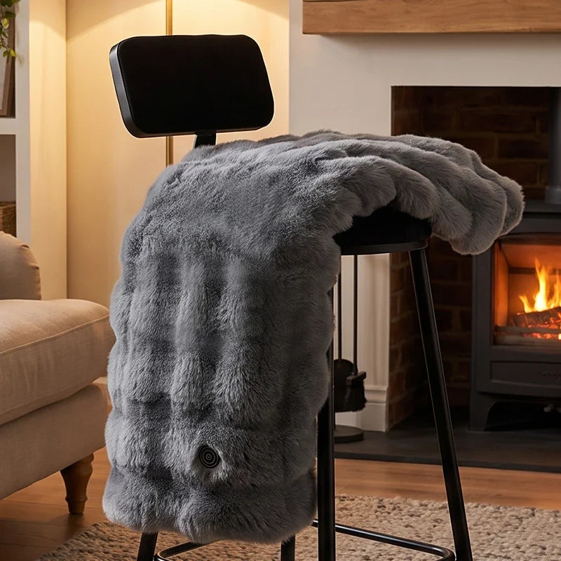 USB Heated Shawl Blanket (Type-C), Double-Layer Flannel Wearable Electric Throw with 3 Heat Settings
