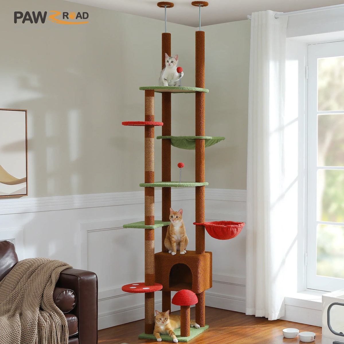 Height Adjustable Wooden Cat Tree