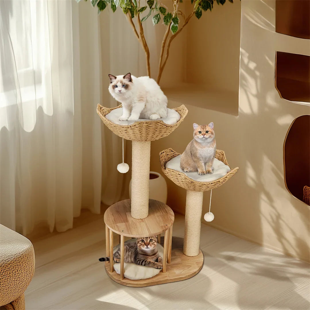 3-Tier Cat Climbing Tree Indoor Kittens Activity Center Tower