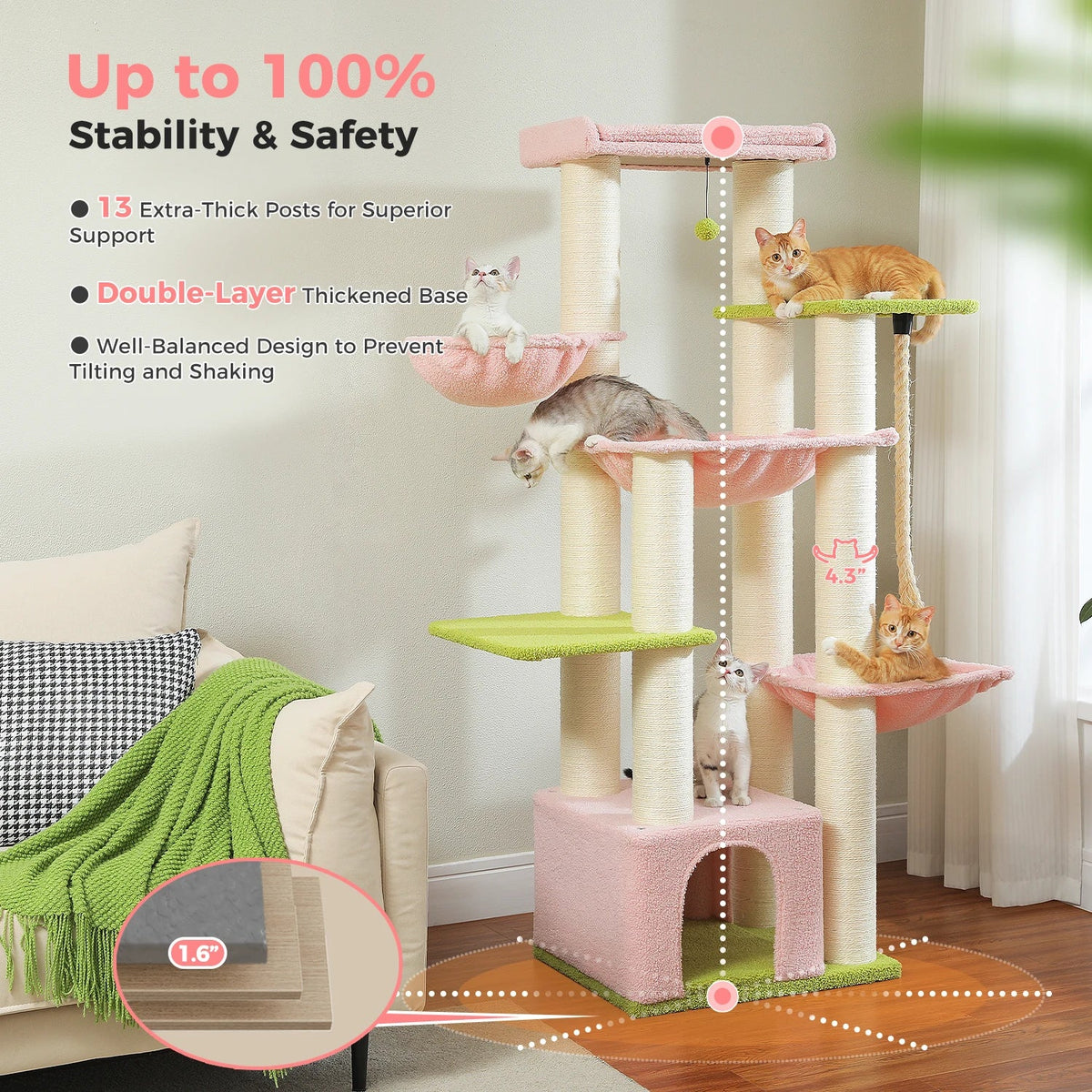 Large Cat Tree for Big Cats Robust Cat Tower