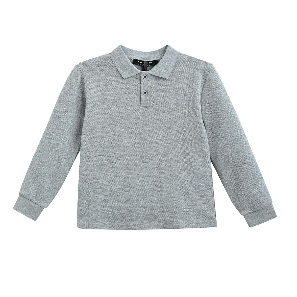 Gray Long-Sleeve Polo Shirt
