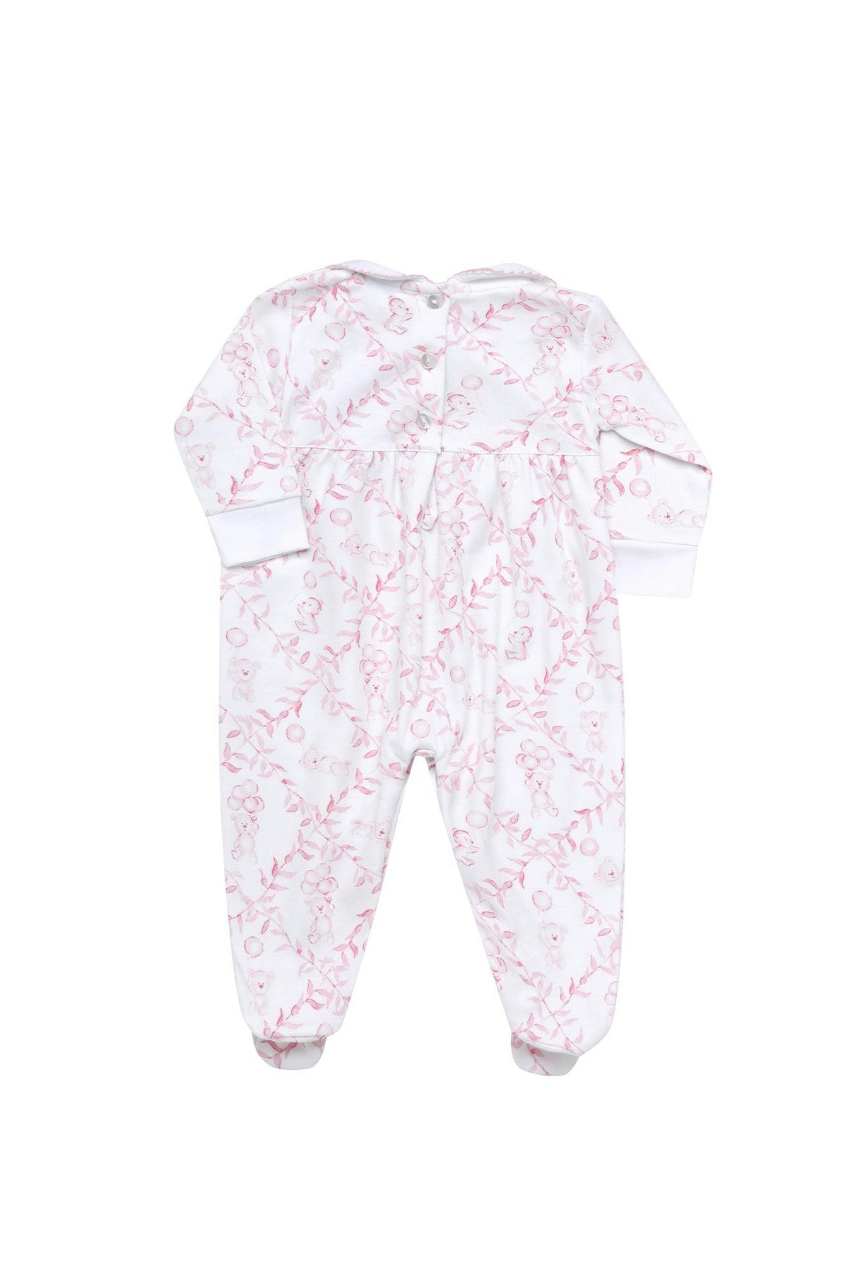 Pink Bears Trellace Smocked Footie