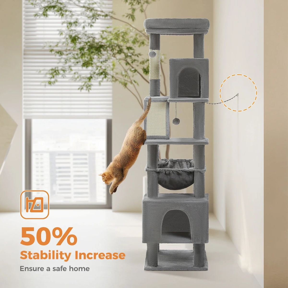 Cat Tree for Large Cats, Tall Cat Tower