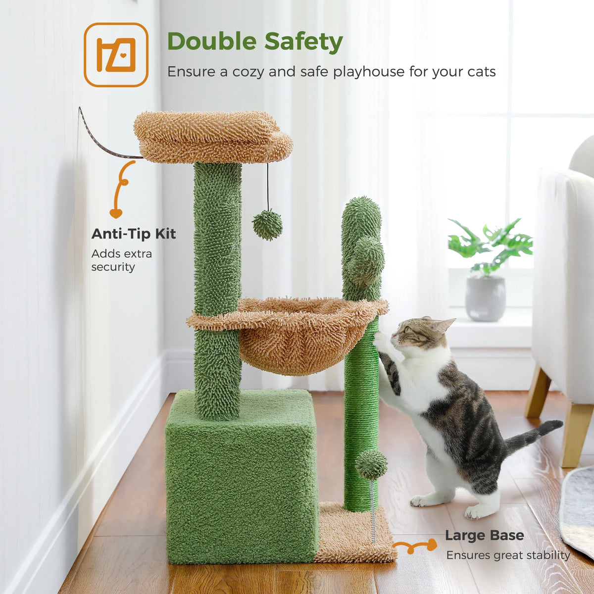 4-in-1 Cat Tree with Large Cat Condo, Sisal Scratching Post