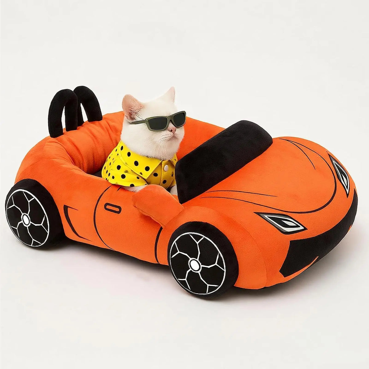 Sports Car Pet Bed - Plush Cat and Small Dog Bed with Cushion