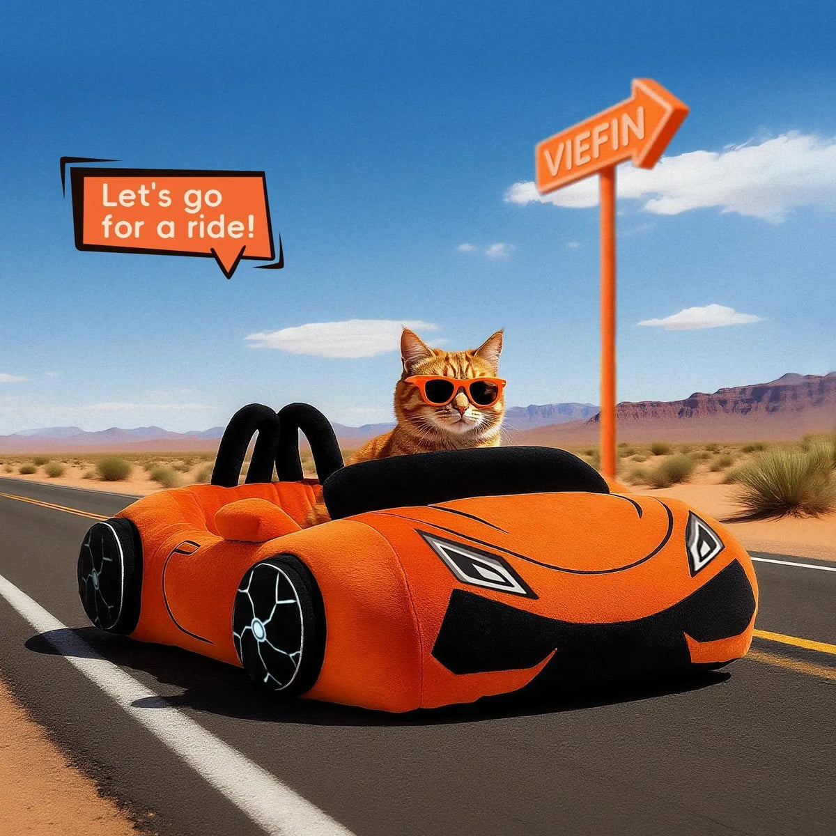 Sports Car Pet Bed - Plush Cat and Small Dog Bed with Cushion