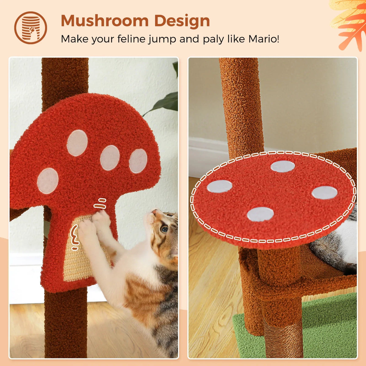Multi-Level Cat Tree with Scratching Posts Removable Scratcher