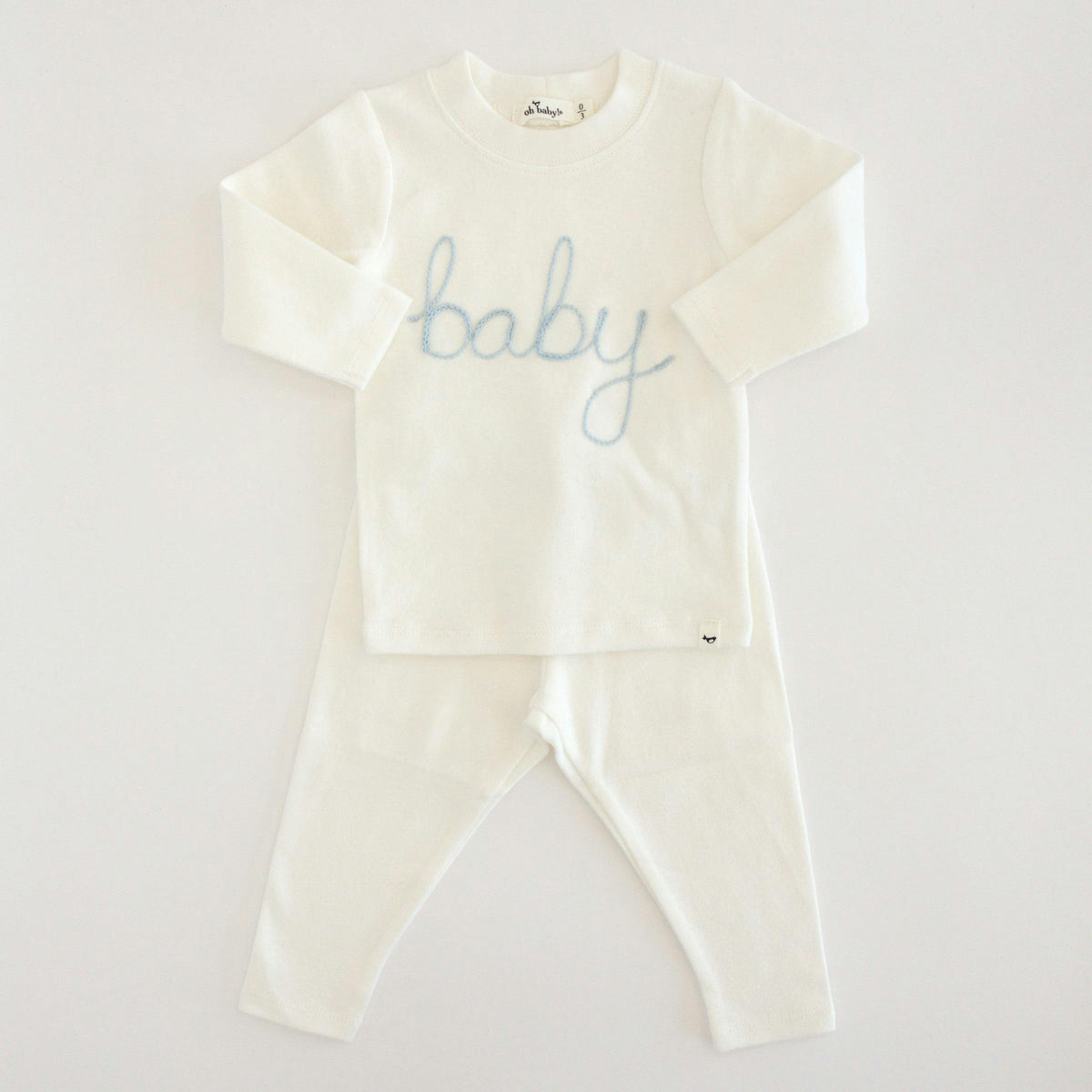 "Baby" Sky Embroidered Two Piece Set