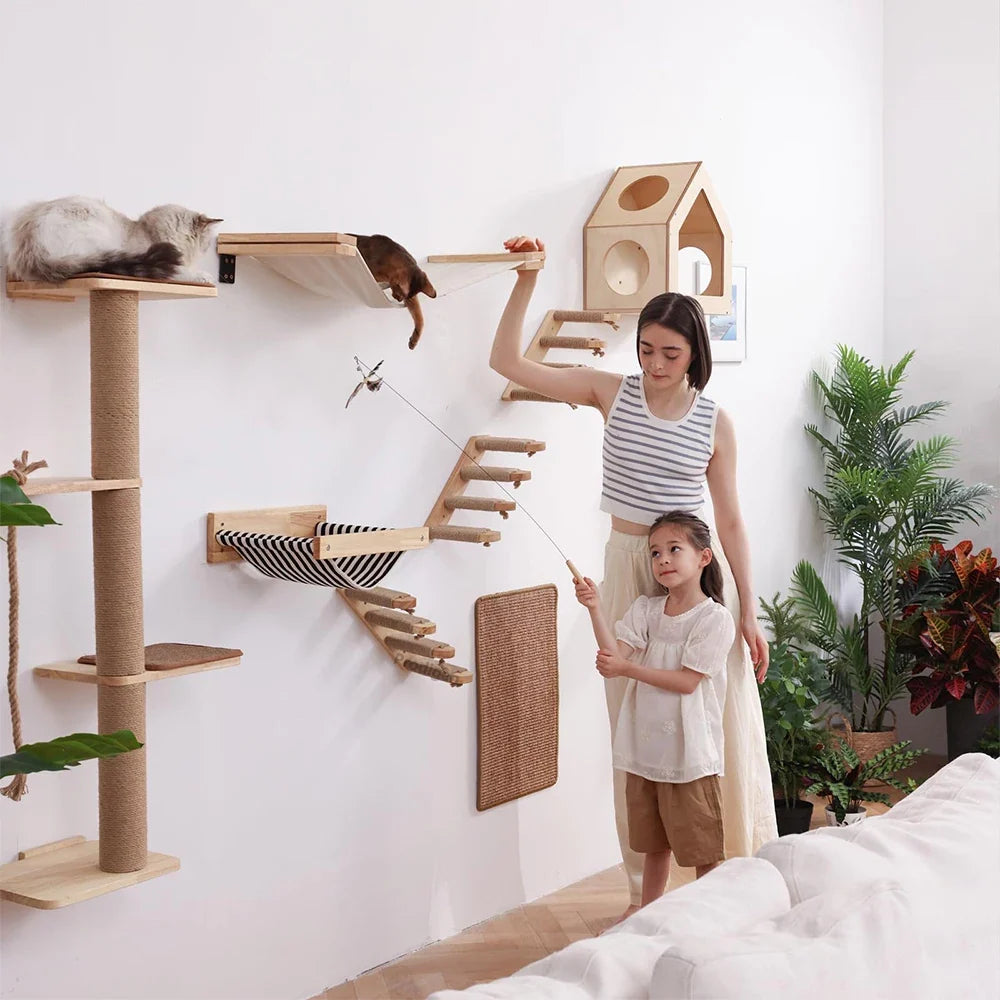 Cat Wall Climbing Shelf Steps Ladder Scratching Post Scratcher