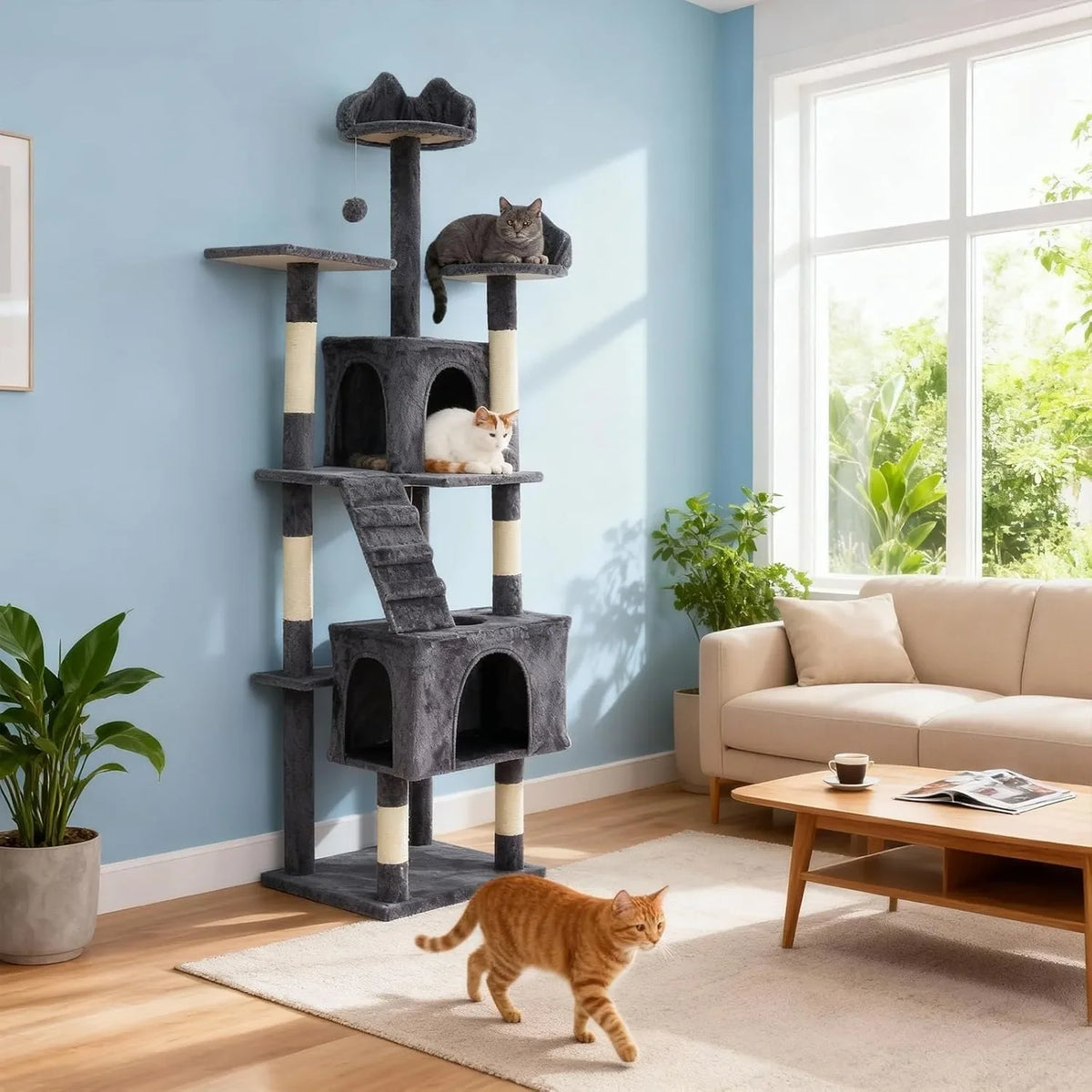 72 Inch Large Cat Tree Tower with Scratching Posts