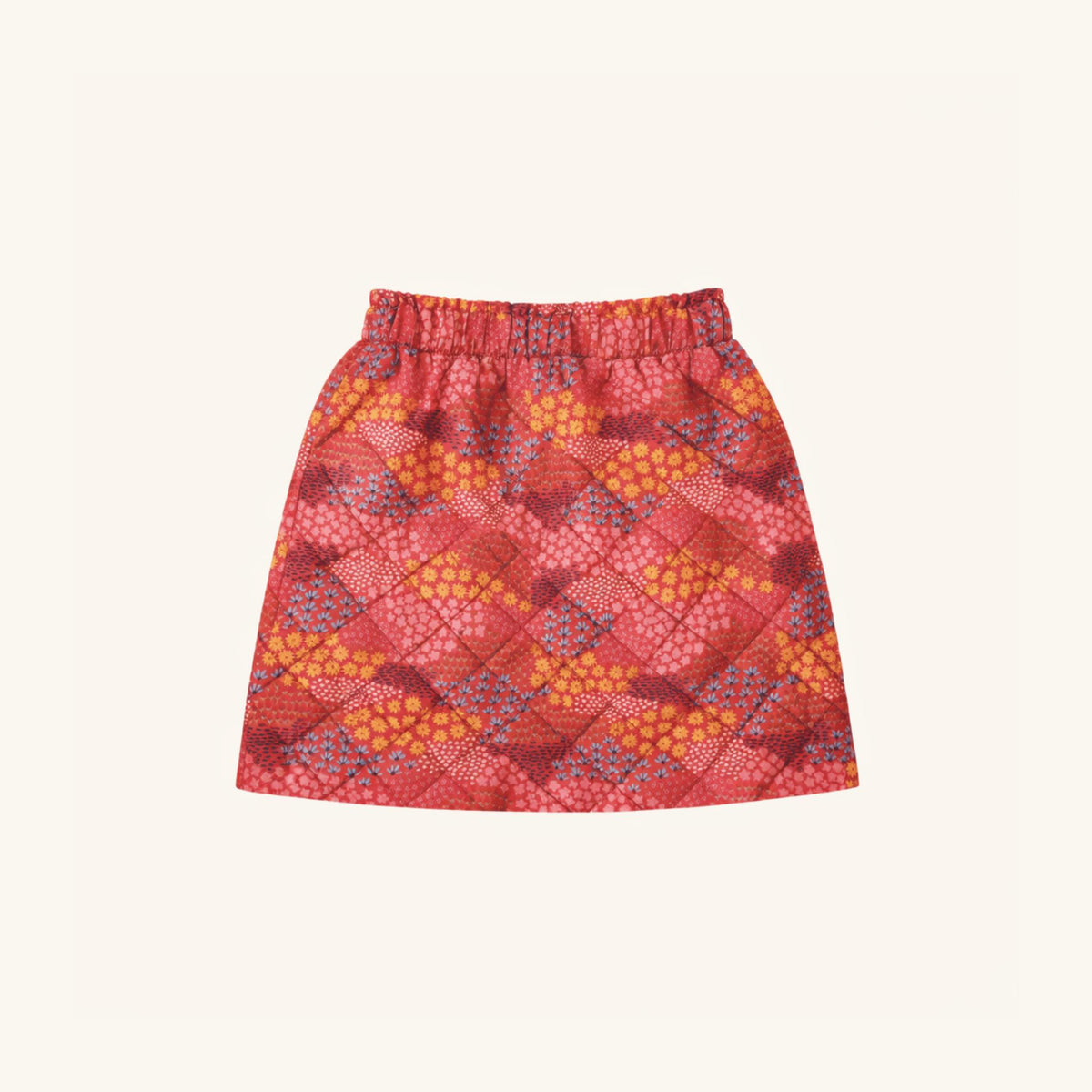 Quilted Skirt in Red Floral