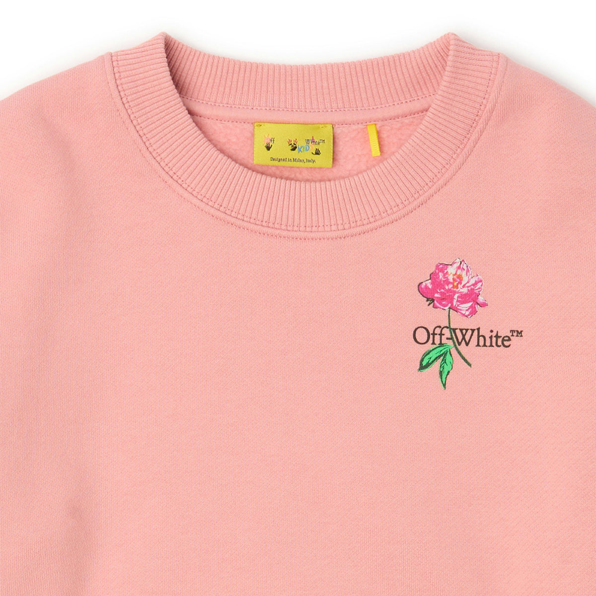 Off-White Girls Blush Pink Floral Arrow Cotton Sweatshirt (4–10Y)
