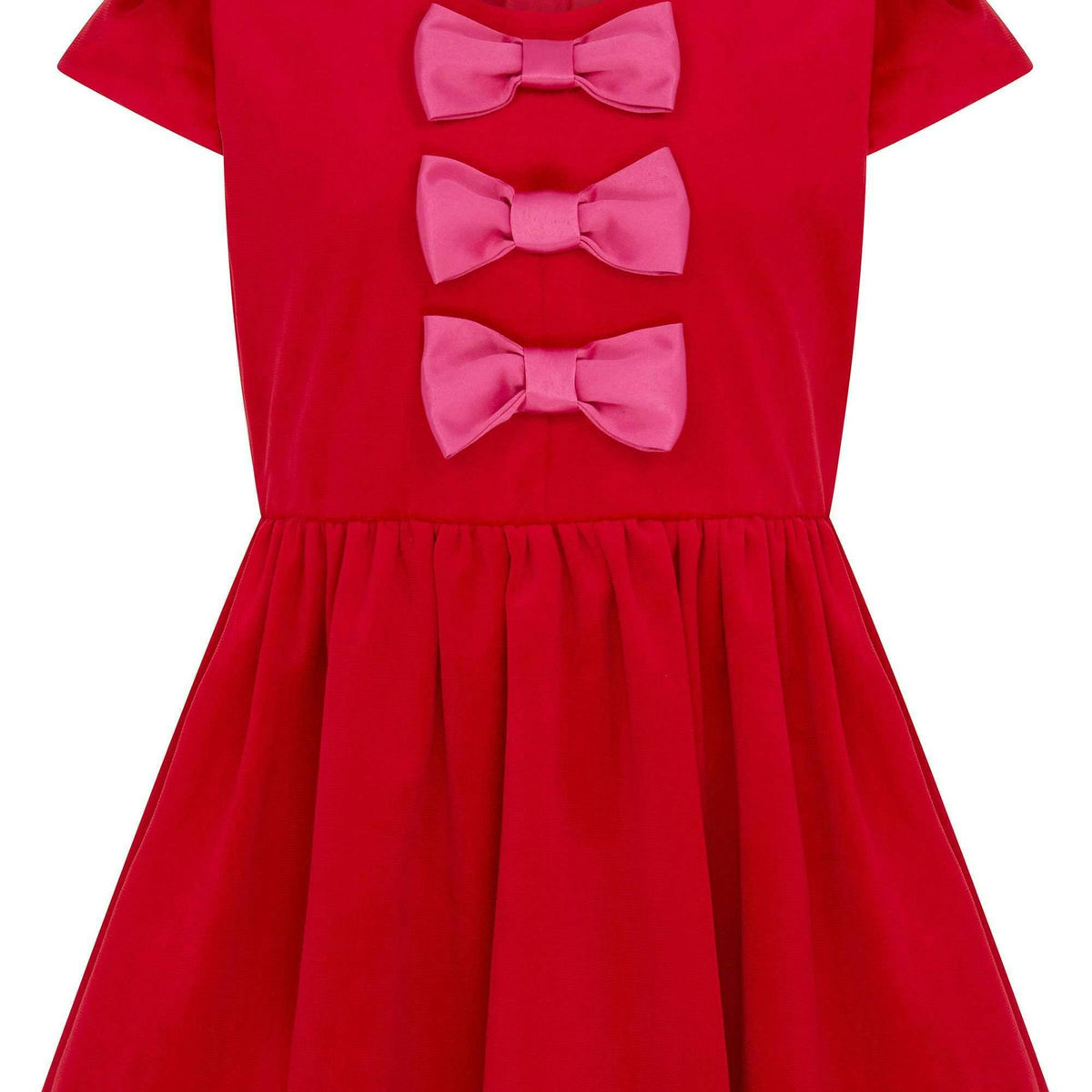 Joy Velvet & Satin Bows Girls Party Dress