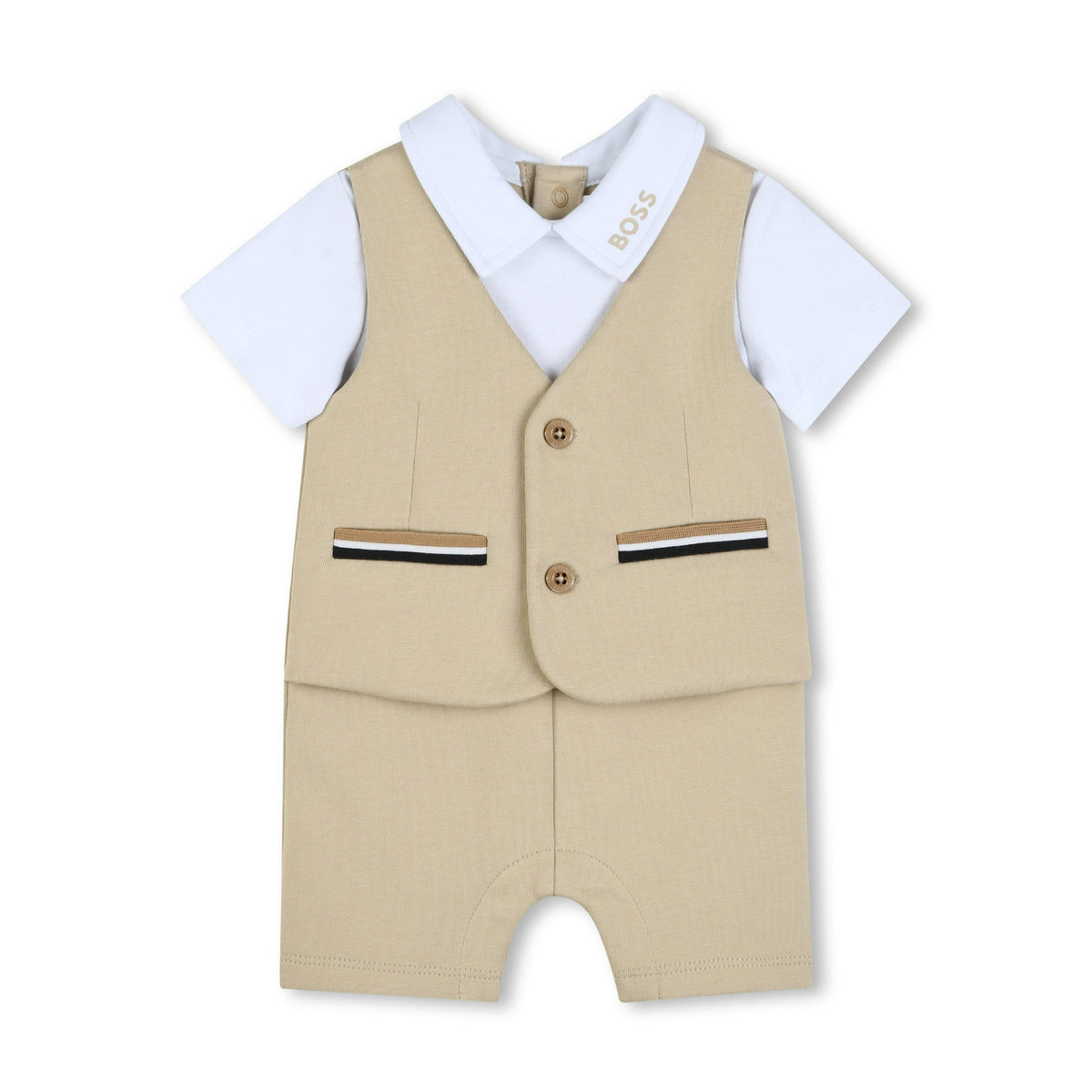 Beige Formal One‑Piece Baby Outfit