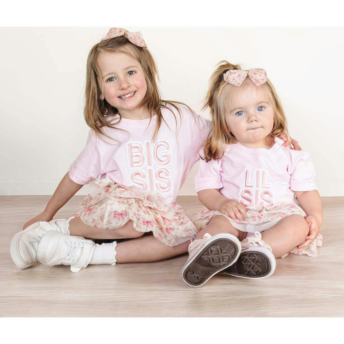 Lil Sis Embroidered Patch Short Sleeve Romper - Ballet