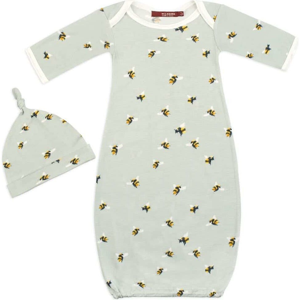 Bumblebee Bamboo Newborn Gown & Hat Set