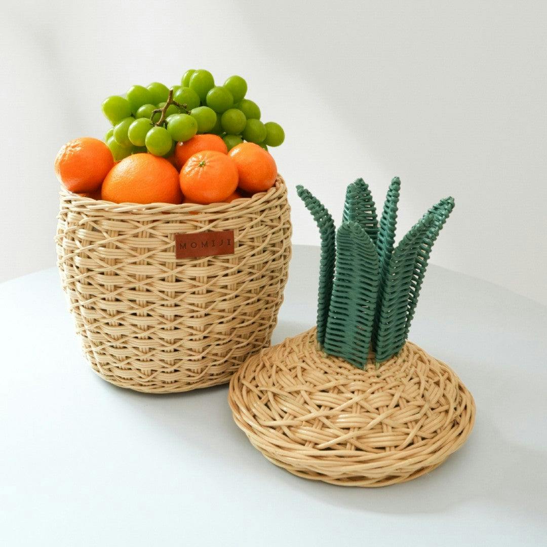 Handcrafted - Pineapple Basket (Natural) Small - Rattan Wicker