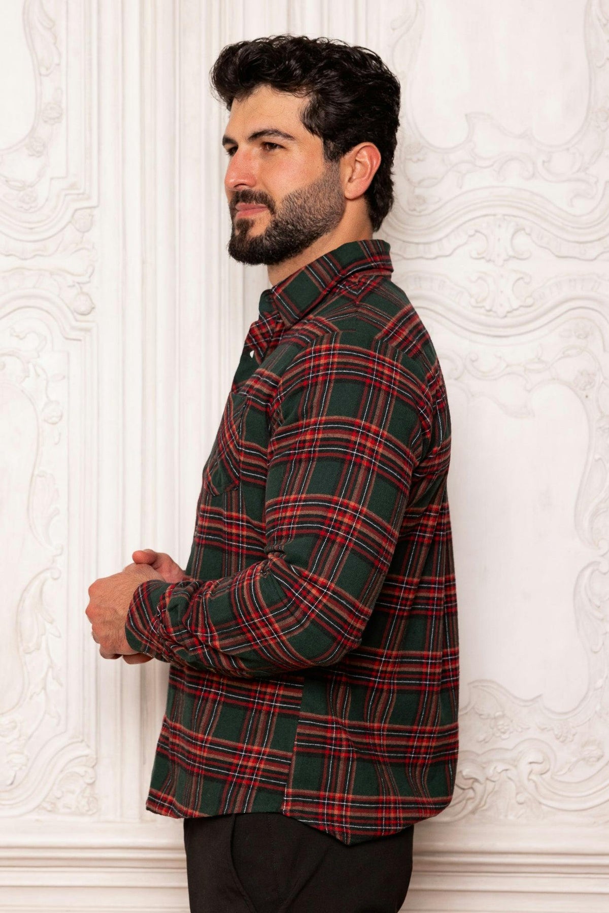 Mens John Shirt in Evergreen Plaid