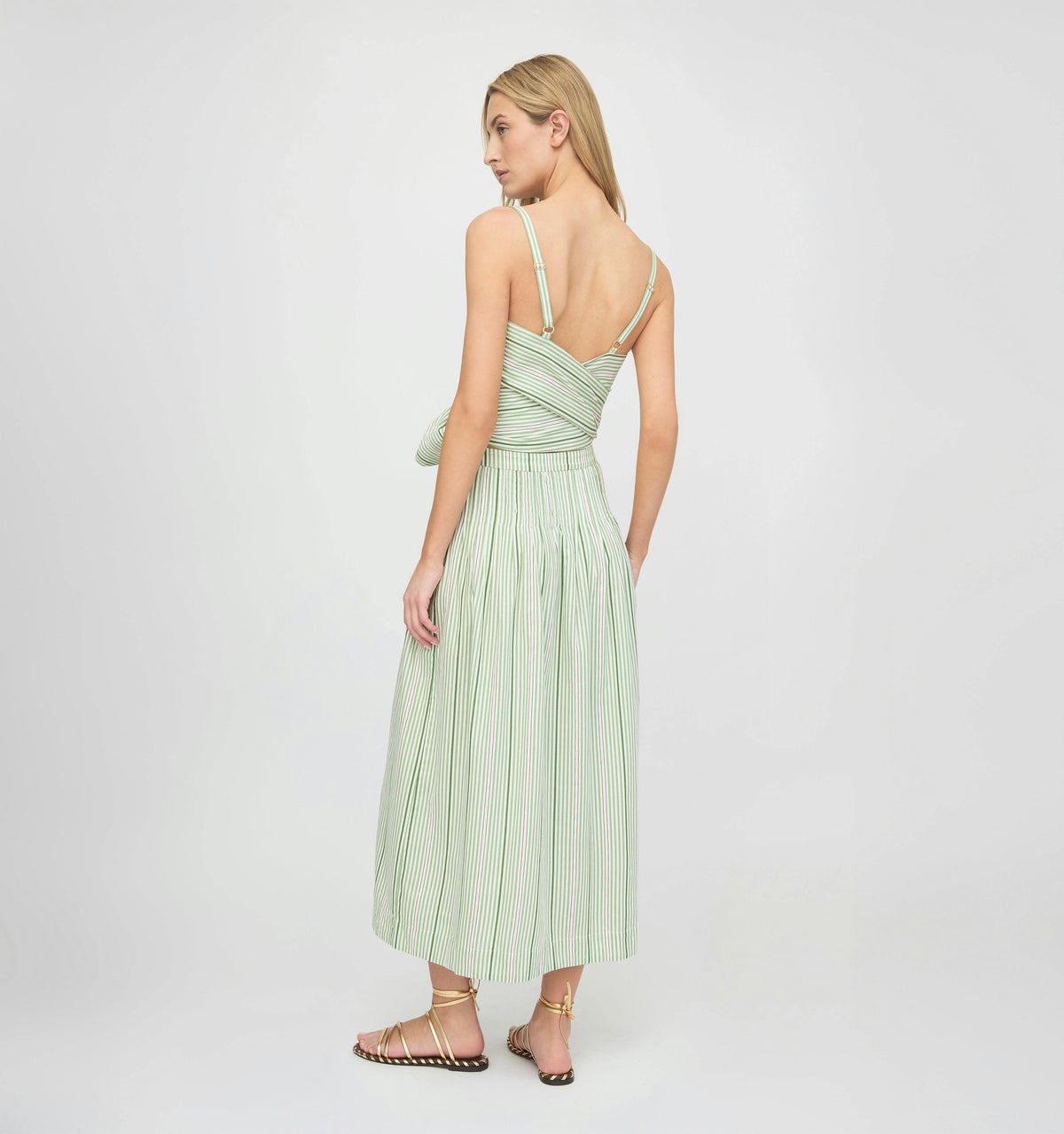 The Ame Skirt - Green Jacquard Stripe