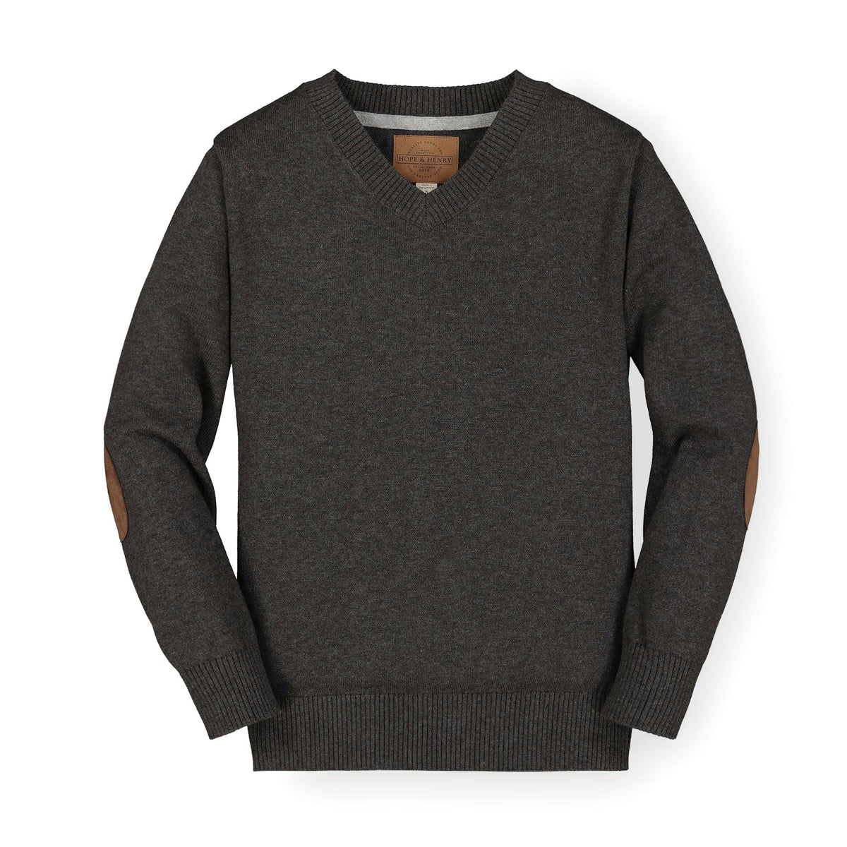Organic V-Neck Sweater with Elbow Patches
