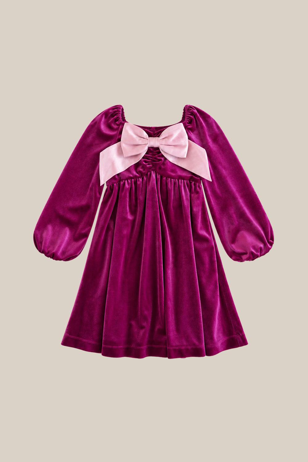 Mini Jewel Dress in Merry Magenta Velvet