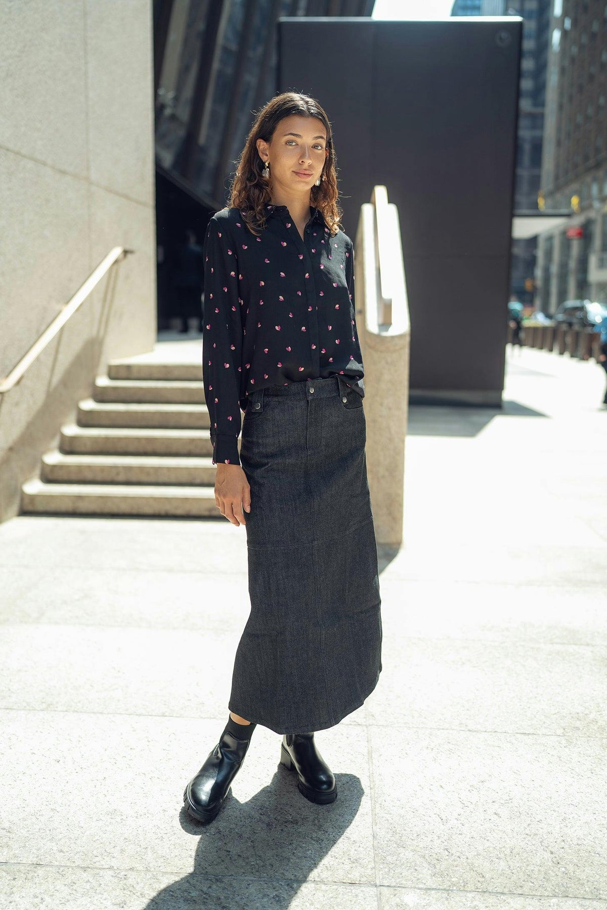 BLACK DENIM SKIRT