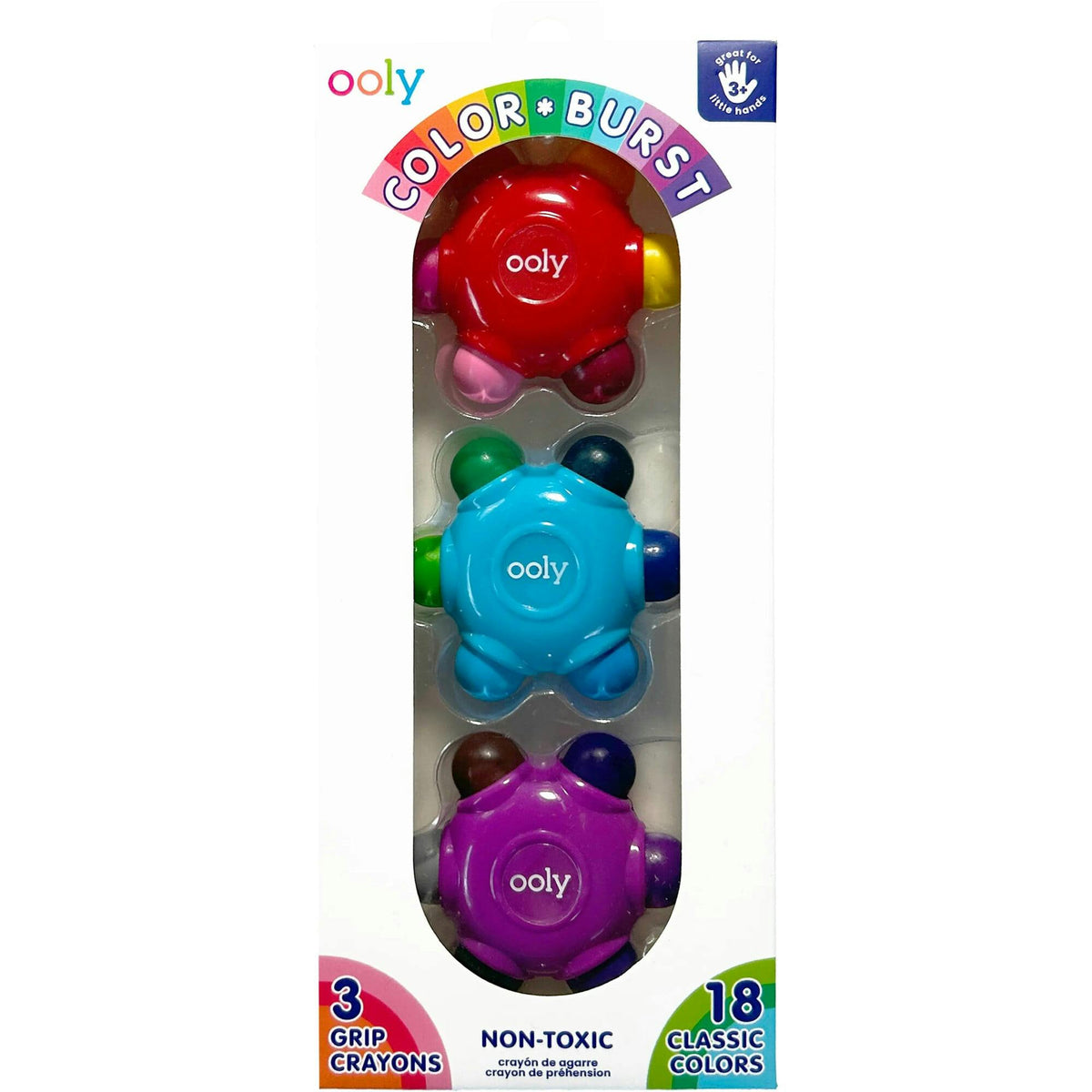 Color Burst Crayons - Easy Grip - 18 Colors - Set of 3