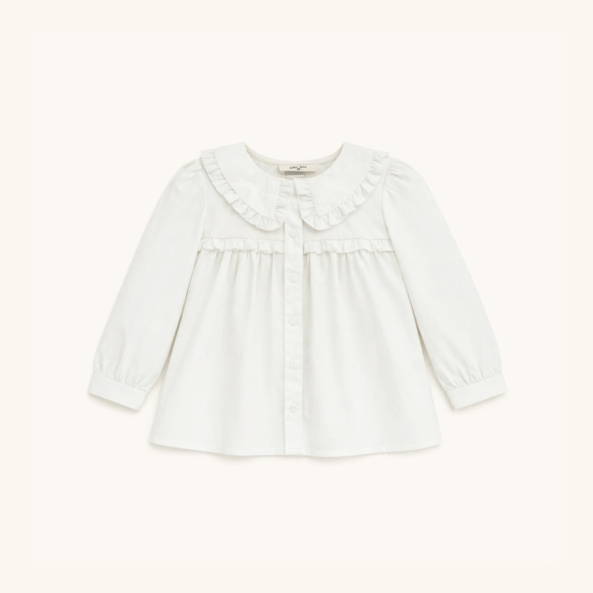 Ruffle Trim Blouse in White