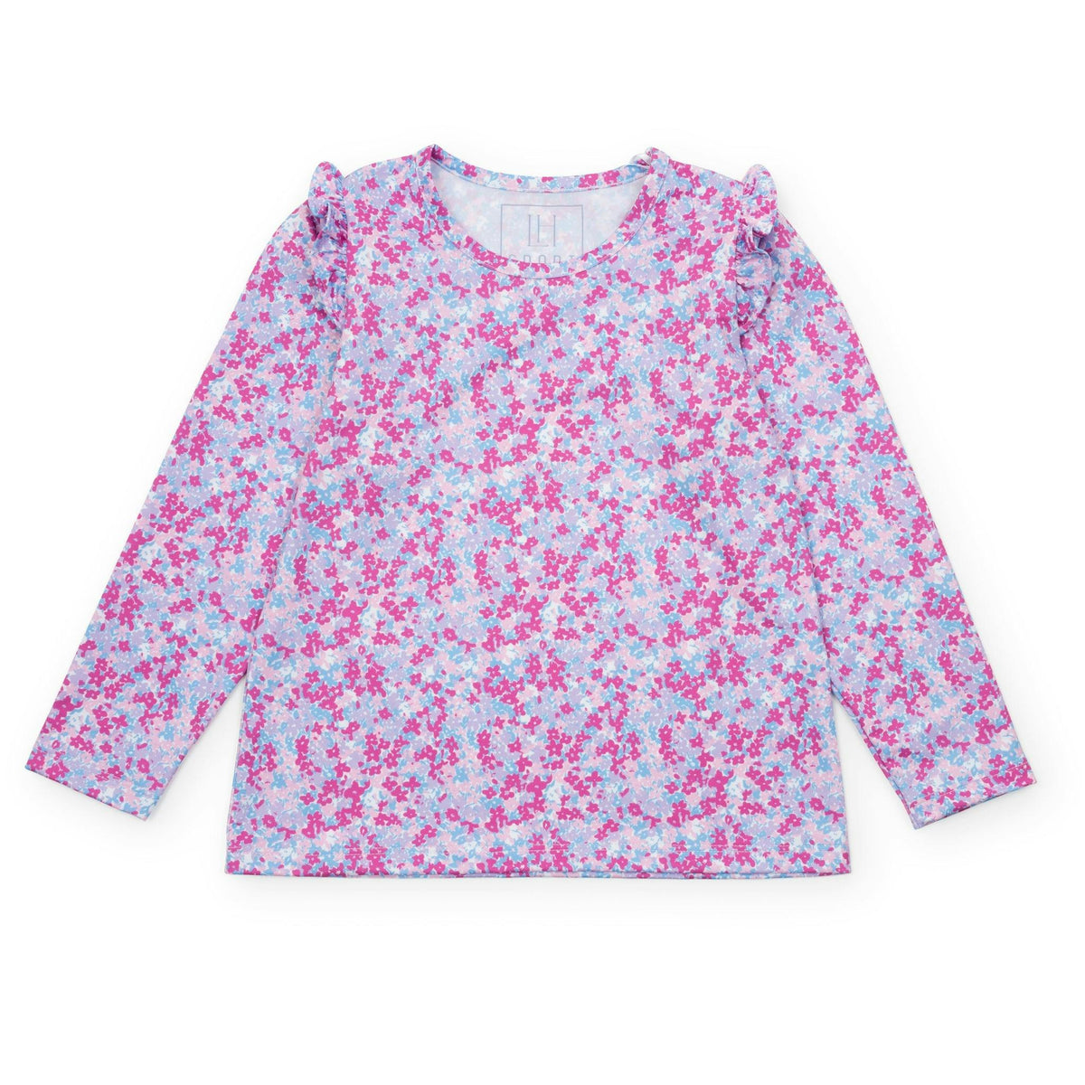 Mia Girls' Longsleeve Performance Top by LH Sport Preppy Petals (Old Fit - Runs Large)