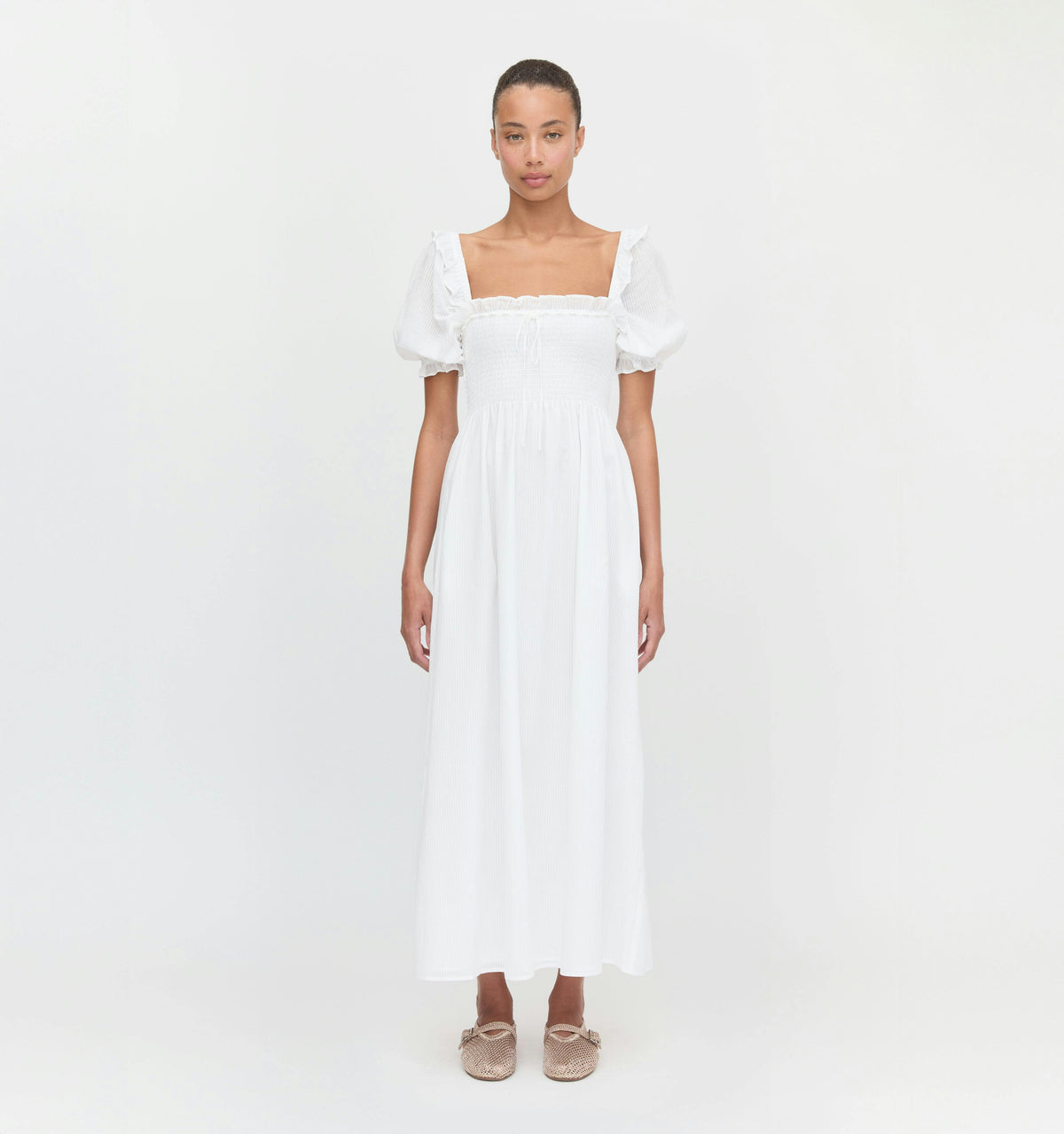 The Scarlett Nap Dress - White Shadow Stripe